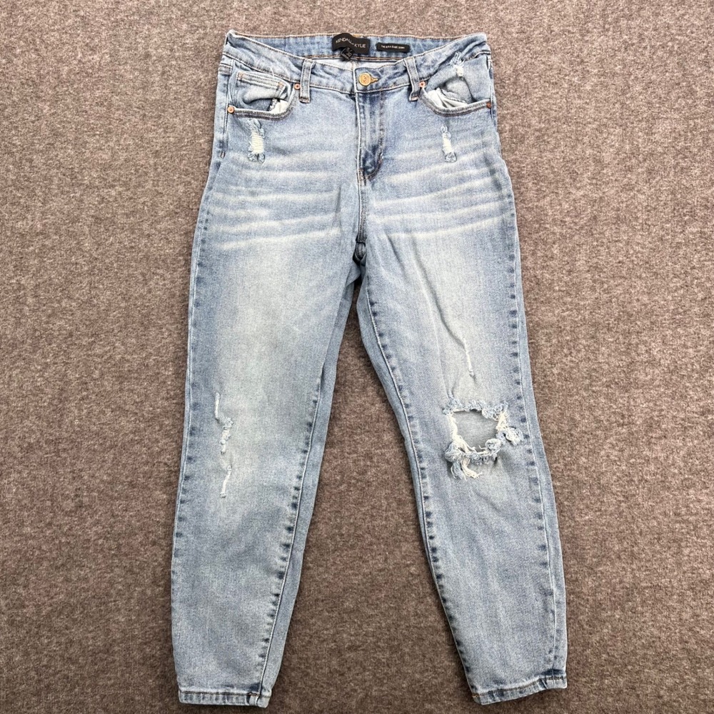 Kendall + Kylie Ultra Babe Skinny Jeans Light Wash Distressed Blue Size 11/30